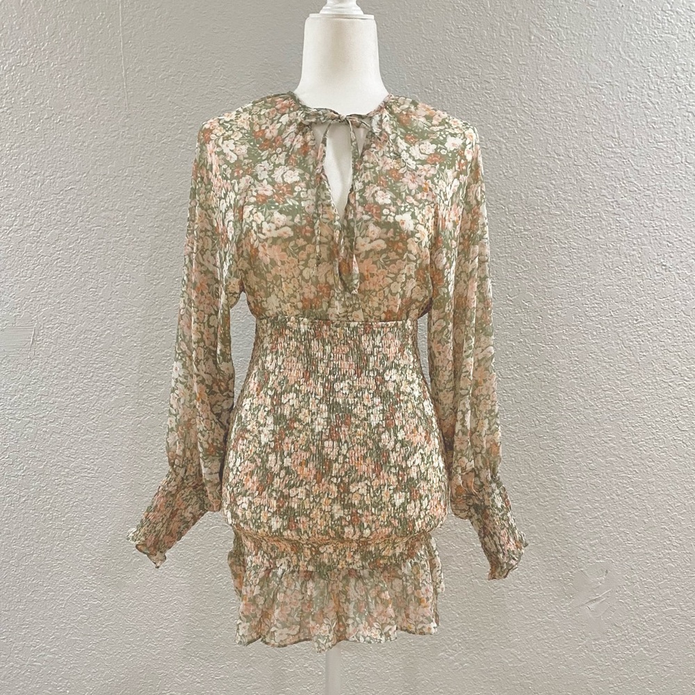 Olivacious Smock Balloon Sleeves Mini Dress